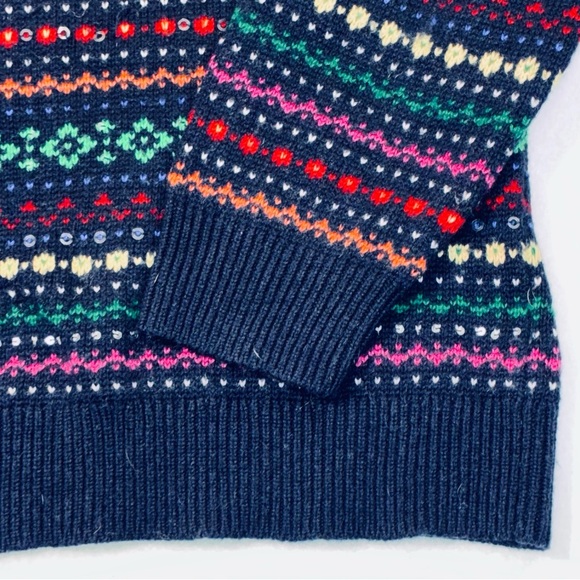 Talbots Vintage Sequin Rainbow Fair Isle Cardigan Sweater Button Up 2x Petite - Picture 3 of 6